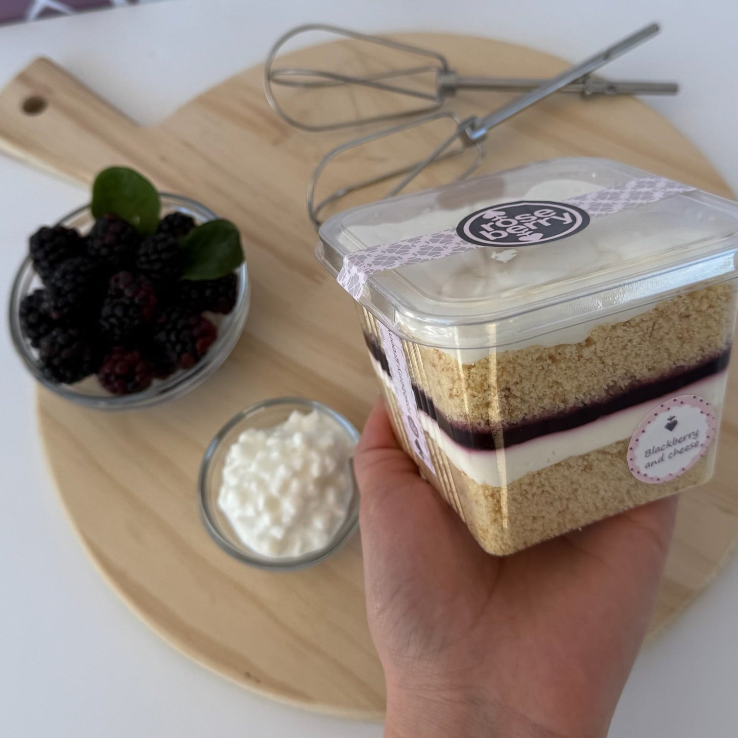 Blackberry & Cottage Cheese Cake Jar